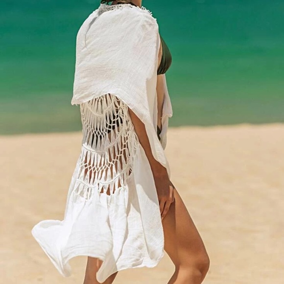 White Crochet Cape Kimono - Picture 2 of 6